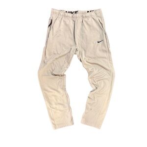 Nike Therma Fit Beige Sweatpants with Black Swoosh Mens Large